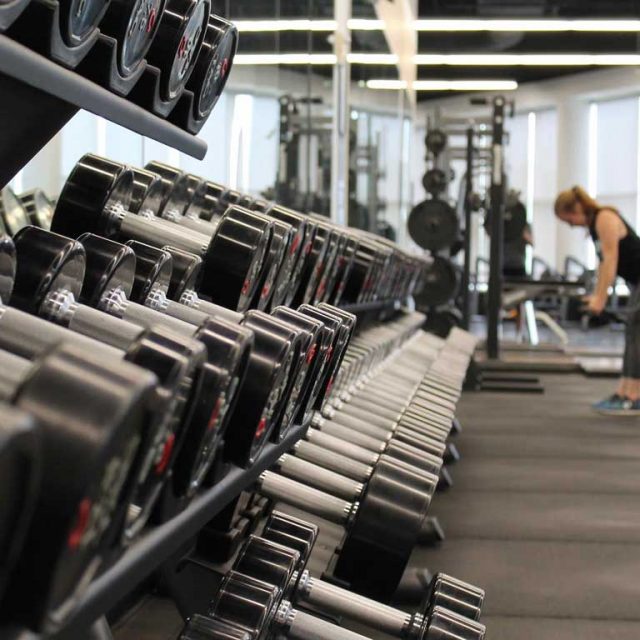 Weights in a gym