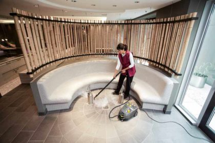 Steam cleaning in a hotel or spa
